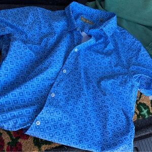 Stylish Blue Diamond Pattern Men's Shirt